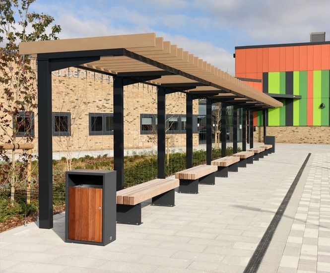 Didcot Pergola - stainless steel and timber outdoor shelter