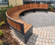 Easthorpe - contemporary semi-circular steel-framed timber seat