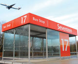 Gatwick Passenger Shelter - glass and steel modular waiting shelter - on this page