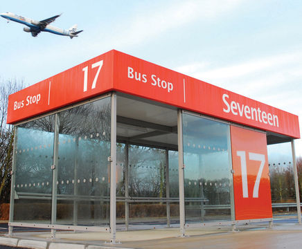 Gatwick Passenger Shelter - glass and steel modular waiting shelter
