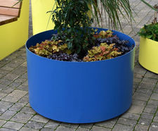 March Planter - mild steel cylindrical outdoor planter