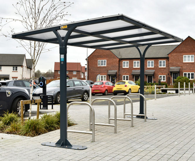 Premier Cycle Shelter - steel and PET outdoor bike storage