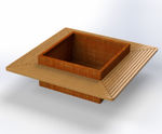 Square corten steel planter with timber bench seating