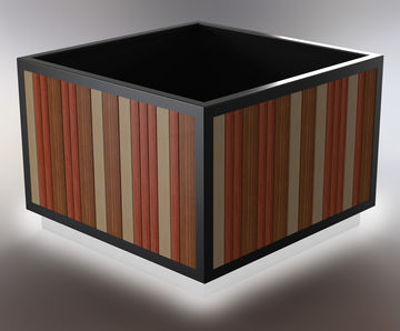 Cube - square steel and timber illuminated planter
