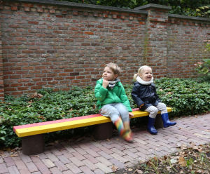 Colourful recycled plastic benches for nursery age children