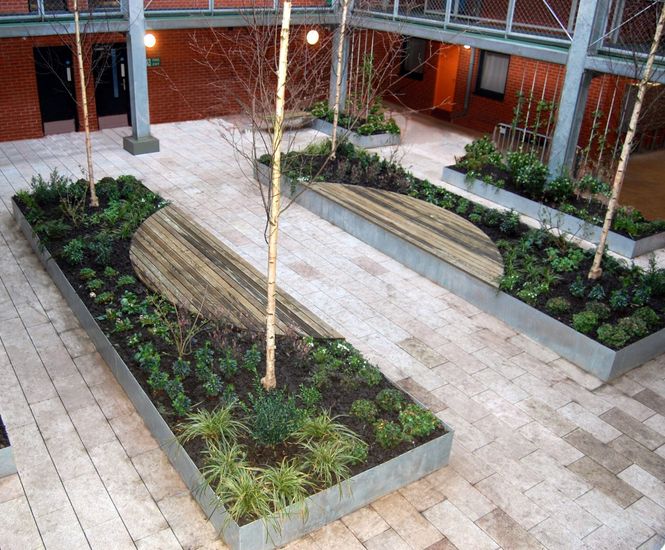 Custom steel planter walling