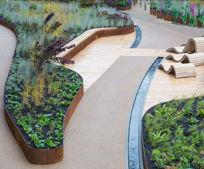 HiGrade - modular ground level steel planter edging
