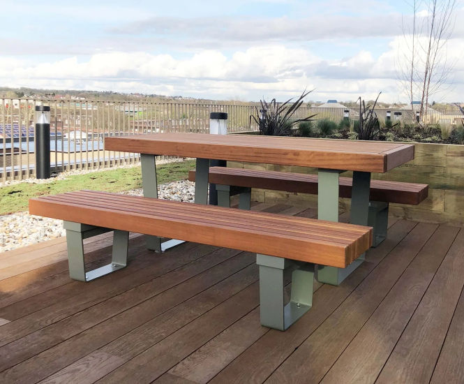 RailRoad Delta - steel and timber picnic bench & table