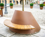 LAB23 Neck - conical steel planter with timber seating