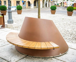 LAB23 Neck - conical steel planter with timber seating