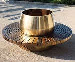 Cone planter with wooden bench seating