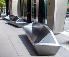 Bespoke stainless steel seating for commercial building
