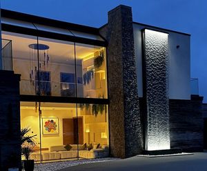 Aquaveil 6.6m-high illuminated water wall for residential facade
