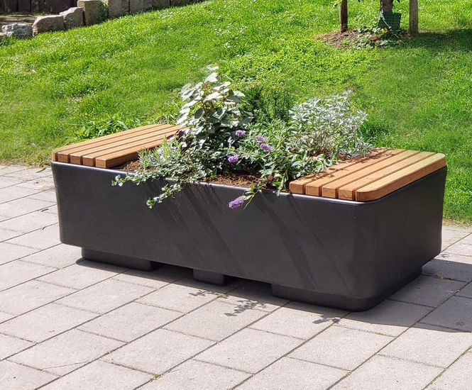 Dover 74028 - recycled plastic planter with integrated seating