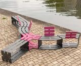 Linesca - contemporary stainless steel modular seating system - on this page
