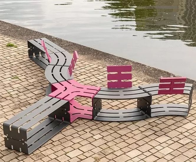 Linesca - contemporary stainless steel modular seating system