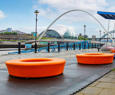 Orange Loop Circle illuminated benches - Quayside, Newcastle