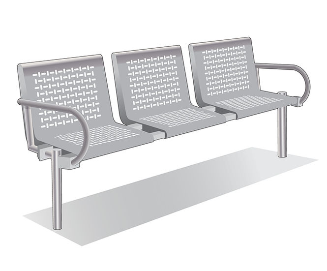 ASF 6005 3-gang stainless steel seat