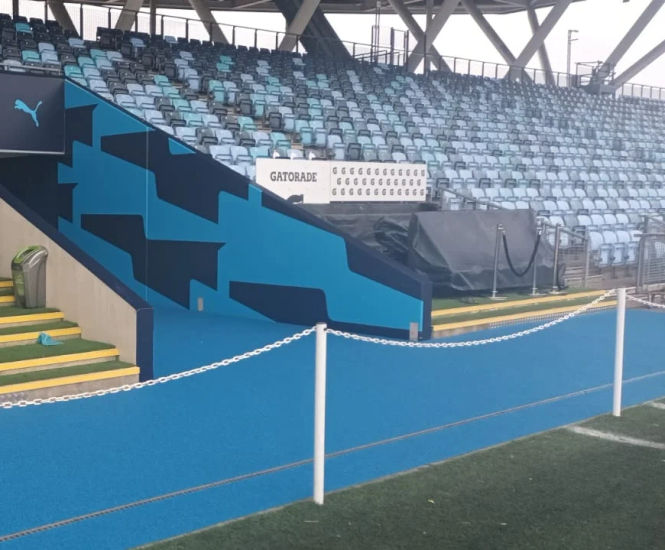 New wet pour surface for the dug-out area at the Etihad Campus