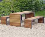 Linares - contemporary timber and steel outdoor seating and table range