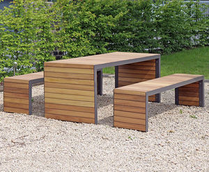 Linares - contemporary timber and steel outdoor seating and table range