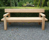 Green oak bench with armrests - on this page