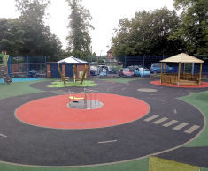 Traffic inspired wet pour safety surfacing at Rigby Hall School 