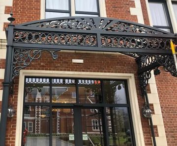 Bespoke metal entrance canopies for hotel
