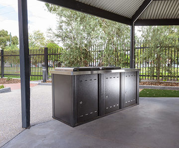 Modular Triple Bench electric barbeque surround - by Christie