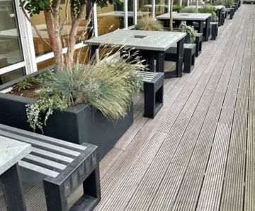 Recycled plastic seating and tables - University of West Scotland