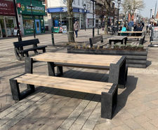 Recycled plastic seats, tables and planters for Goole town centre