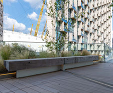 Bespoke seating, litter bins and planters - Greenwich Peninsula