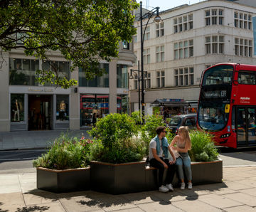 Temporary bespoke seating and planters - Oxford Street