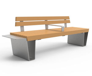 Fold – stainless steel and timber seat with central armrest