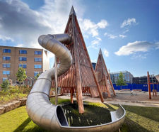 Play towers, sand and water play for city centre park - Sheffield