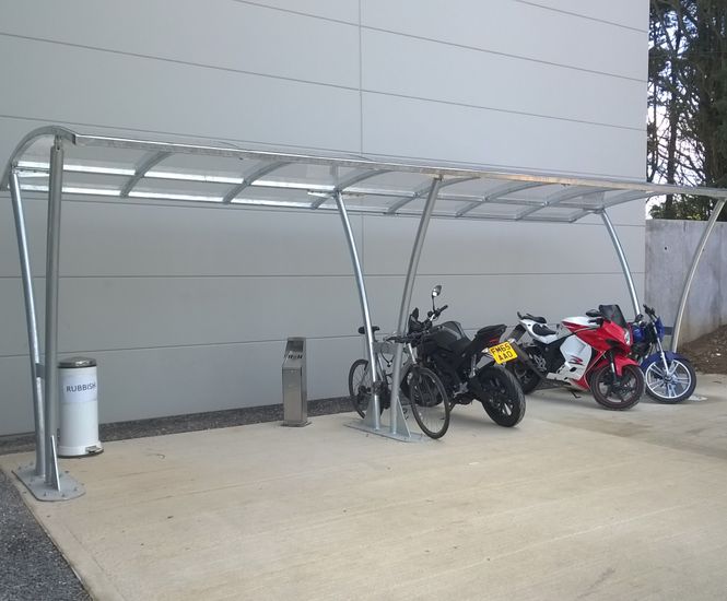 Bentham - double-sided cycle shelter, 10 bikes