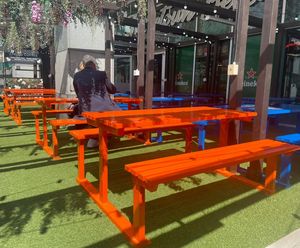 Pelham square-framed steel picnic table
