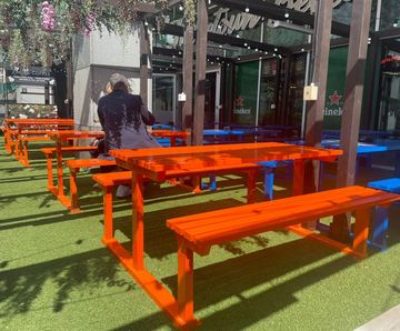 Pelham square-framed steel picnic table