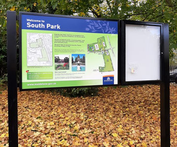 Park entrance signs for public spaces and visitor attractions