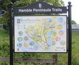 Vertically mounted metal interpretation Panels - outdoor signs - on this page