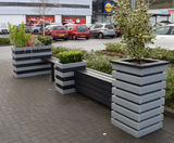 Recycled plastic planters with bench seating - on this page