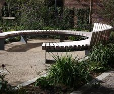 v36 curved steel and timber bench