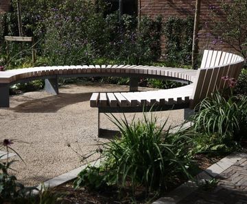 v36 curved steel and timber bench