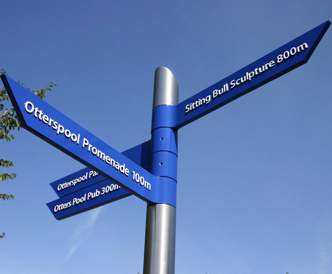Way Finding Post Signage Pedestrian fingerpost and wayfinding signage | Leander Architectural