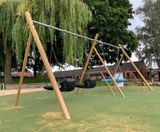Timber-effect, steel-framed swing for park refurbishment - on this page