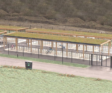Sheldon SCS304 - cycle shelter with sedum roof