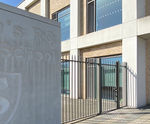 Siena: mild steel railing fence with conified top