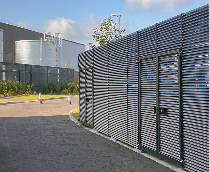 Italia and Delta steel louvred bin stores