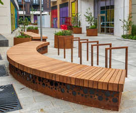 Corten steel and timber streetscape elements - Filmworks