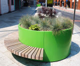 Colourful planters with bench seating for Quality Streets - on this page